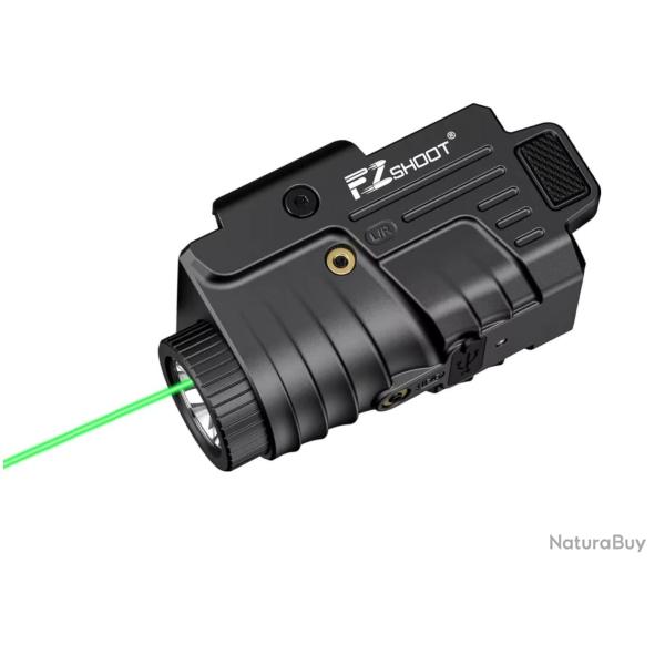 Lampe Laser vert tactique rechargeable stroboscopique en Aluminium