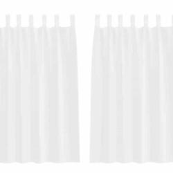 Rideaux voile polyester blanc 175x140 cm filtrants l&eacute;gers lot 2