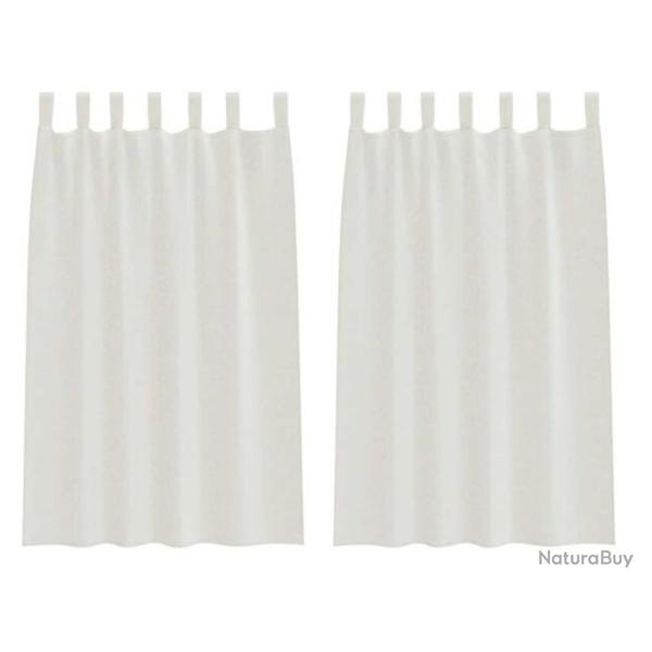 Rideaux voile polyester cr�me 175x140 cm filtrants l�gers lot 2