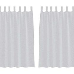 Rideaux voile polyester gris clair 175x140 cm filtrants l&eacute;gers lot 2