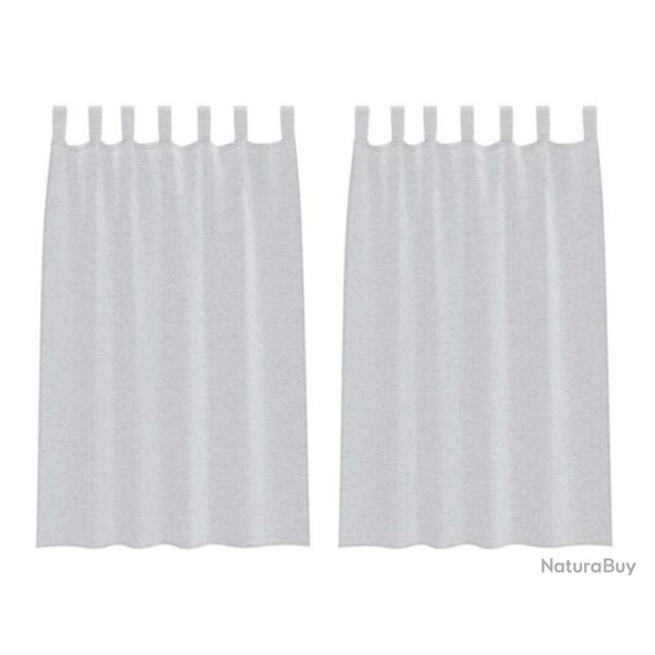 Rideaux voile polyester gris clair 175x140 cm filtrants l�gers lot 2