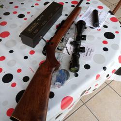 Superbe 22LR unique mod&egrave;le audax "T"avec silencieux et lunette 3-9x40