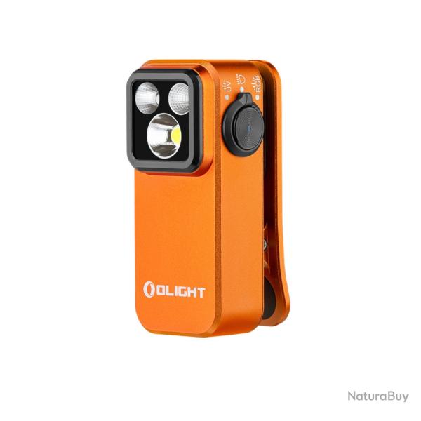 Olight Oclip Pro S Orange | Lampe gilet tactique 600 lm avec lumi�res RVB et UV