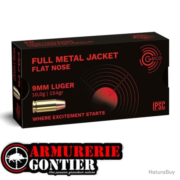 Munitions Geco 9mm FMJ 154 gr subsonique boite de 50