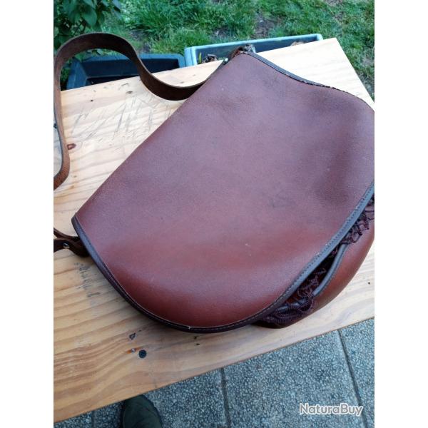 Ancienne gibeci�re de chasse avec support cartouches et filet  Plus Sangle (bretelle de fusil)