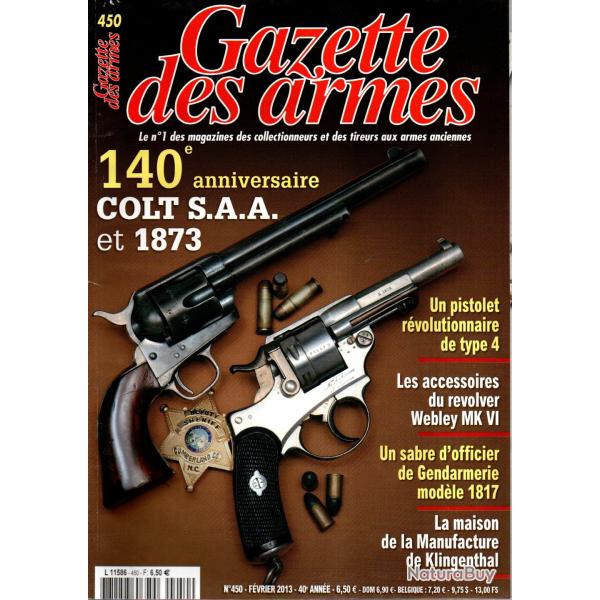 gazette des armes 450 colt saa et 1873, sabre officier gendarmerie 1817, webley mk VI accessoires,