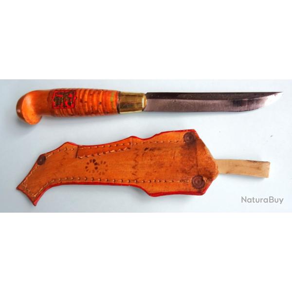 COUTEAU PUUKKO ANCIEN RARE "LISAKKI JARVENPAA" MADE IN FINLAND 1930 + ETUI