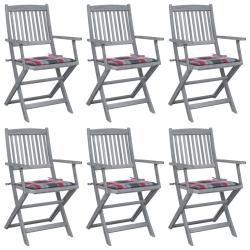 Chaises pliables d'ext&eacute;rieur lot de 6 et coussins Bois d'acacia
