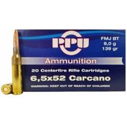 Cartouches PPU Calibre 6,5x52 CARCANO FMJ BT 139 grs - Boite de 20 unit&eacute;s