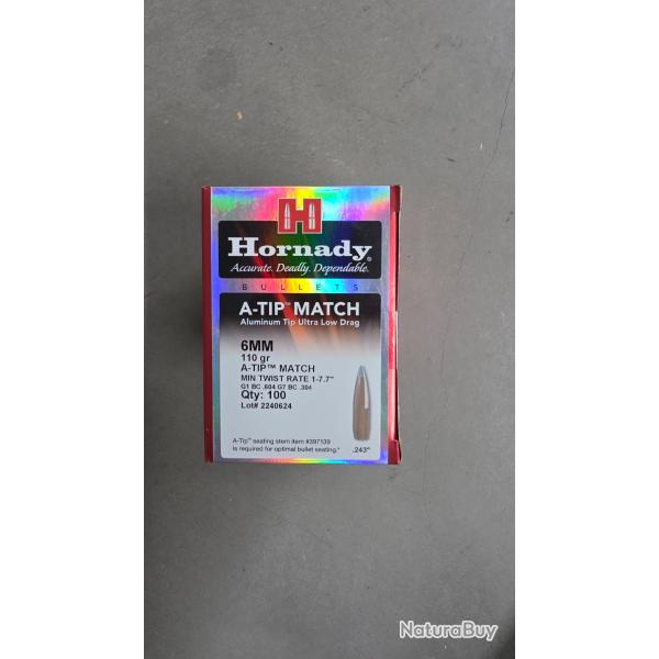 Ogives hornady atip match 6mm 110 grs