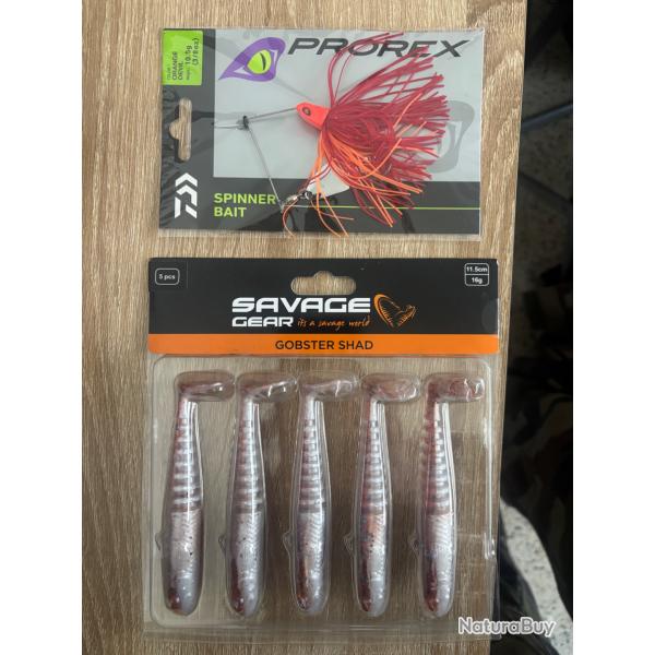 Spinnerbait daiwa 10,5 gr + lot de 5 shad
