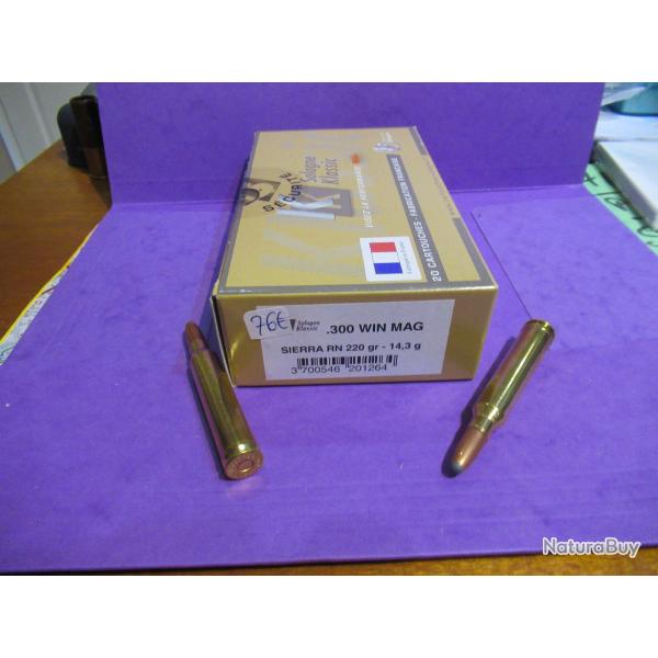 300 WINCHESTER MAGNUM BOITE DE 20 balles sierra RN 220 gr SOLOGNE