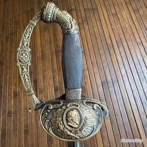 RARE �P�E D'�TAT MAJOR AU PROFIL D'HENRY lV ET FLEUR DE LYS