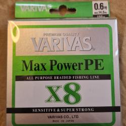 Tresse VARIVAS X8 Max Power PE 0,6 (0.132mm) 150m vert - HILMAR SUPER DESTOCK !!!