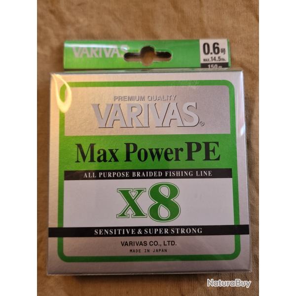 Tresse VARIVAS X8 Max Power PE 0,6 (0.132mm) 150m vert - HILMAR SUPER DESTOCK !!!