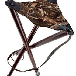 Trepied Ardenna 65cm Pieds Bois Assise Cuir Tissu Camo Roseaux Bretelle Januel