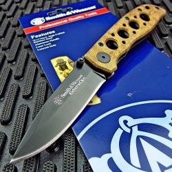 Couteau Smith&Wesson Extreme OPS Desert Lame Acier 7Cr17MoV Manche Alu Linerlock Clip 001