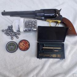 ETAT NEUF REMINGTON 1858 NEW ARMY  C 44 PIETTA  GUIDON DERIVABLE + 100 boulets,100 amorces,kit net