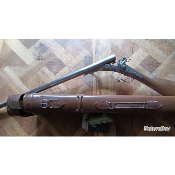 Lot d'un fusil de chasse Le Faucheux � broches et d'un �tuis type jambon complet.