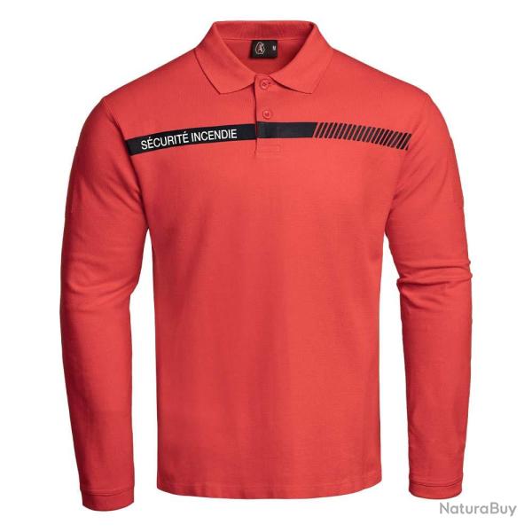 Polo S�cu One manches longues S�curit� incendie rouge Rouge