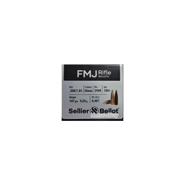 Ogives Sellier & Bellot 308 FMJ 147 grains par 100