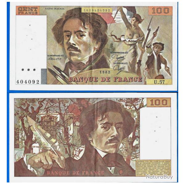 France 100 Francs 1982 Delacroix Billet Franc Frcs Frc Frs