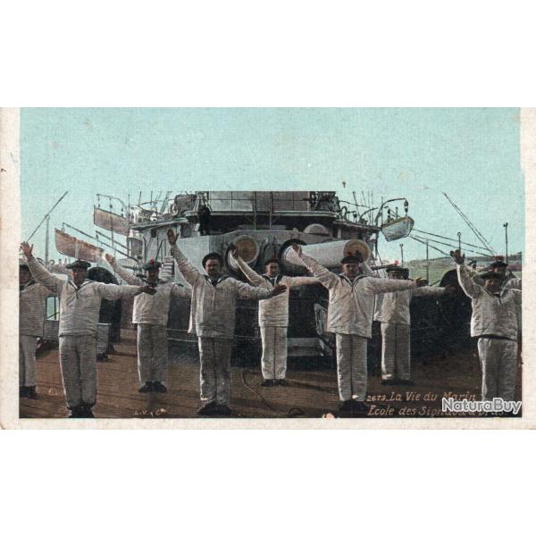 Carte Postale Ancienne - La Vie du Marin, �cole des Signaux � bras N�7677