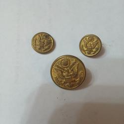 3 boutons de arm&eacute;e US 2petit et1 gros 2Ww