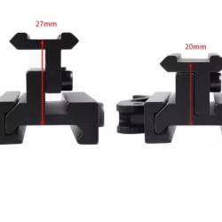 Rehausse rail picatinny fixation QD r&eacute;glables en hauteur et en pente 20 moa 30 moa ou plus