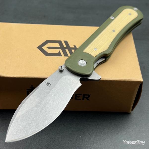 Couteau Gerber Confidant OD Green Lame Drop Point Acier 440 Manche G10/Bamboo Linerlock
