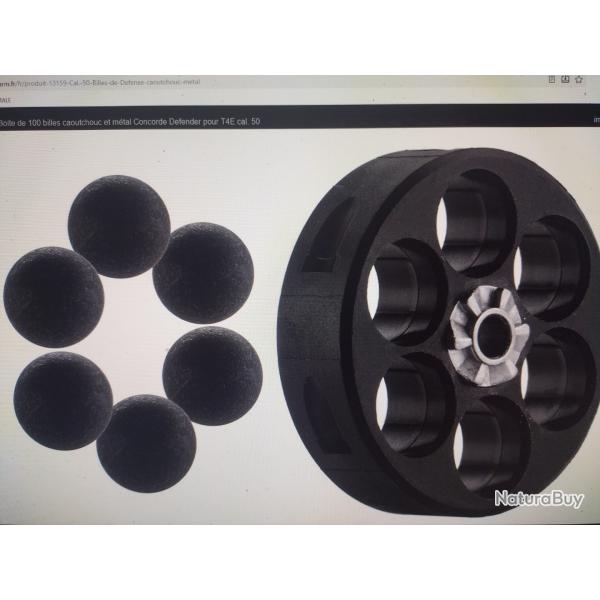 Rubber balls calibre 50 100 billes de d�fense caoutchouc metal