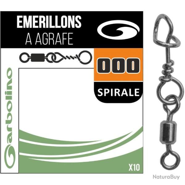 Micro Emerillons Simple + Agrafe Spirale Garbolino Streamline Par 10 10