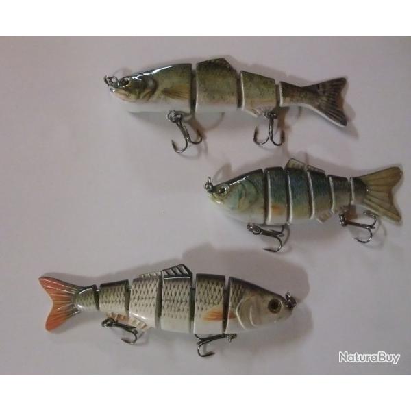 Lot de 3 swimbaits durs mullti-segment pour la p�che des carnassiers ( brochet, sandre, perche ... )