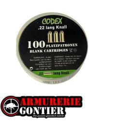 CODEX 100 CARTOUCHES 22 LR A BLANC