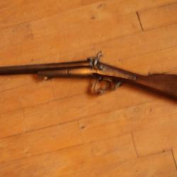 Fusil &agrave; broche cal 16 - et lot de cartouchi&egrave;res neuves en CUIR pour balles d'arme ray&eacute;e