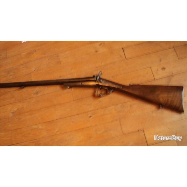 Fusil � broche cal 16 - et lot de cartouchi�res neuves en CUIR pour balles d'arme ray�e