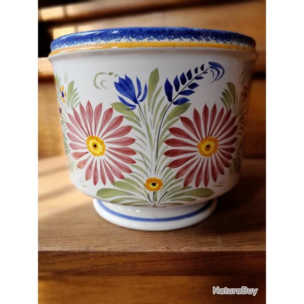 Cache pot Henriot  Quimpert motif floral