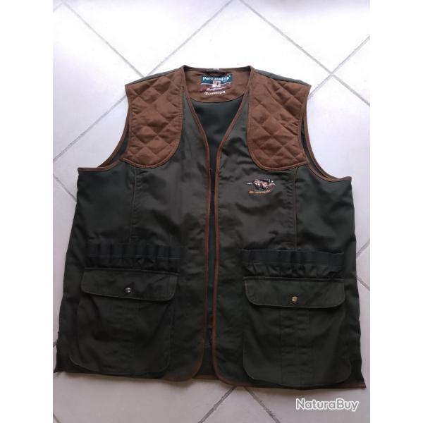 Gilet de chasse Percussion Tradition Homme brod� Sanglier Kaki  taille XXL