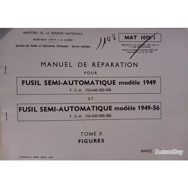 Manuel de r�parations TOME 2 MAT 1075/1 du  MAS 49, MAS 49-56, "figures", impression agraph�e