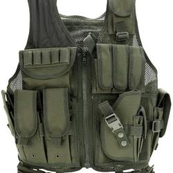 Gilet Tactique Paintball Airsoft  Modulaire R&eacute;glable Veste Pour Chasse vert OD