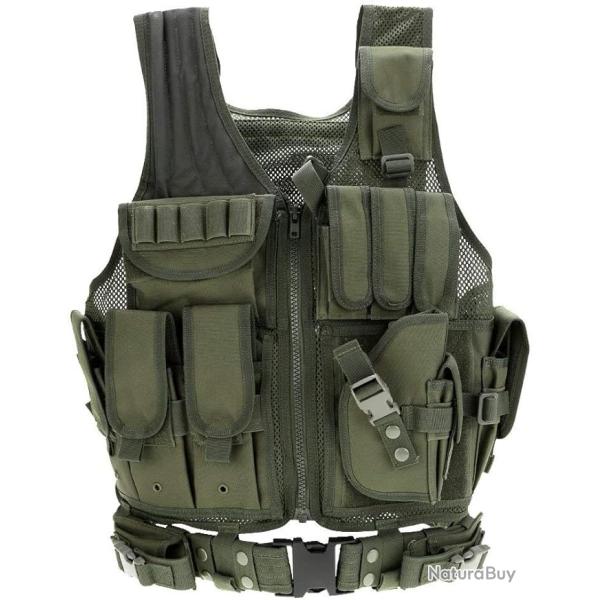 Gilet Tactique Paintball Airsoft  Modulaire R�glable Veste Pour Chasse vert OD