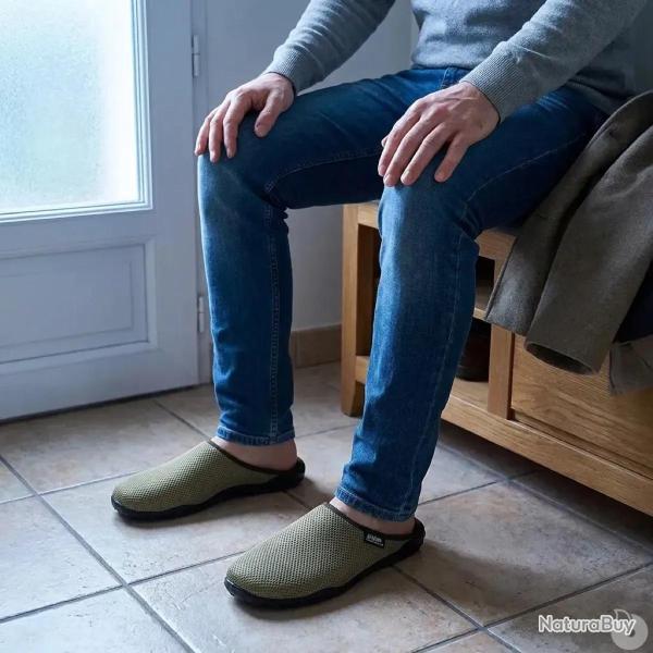 Chaussons mules r�sille Data pour homme - Kaki 40
