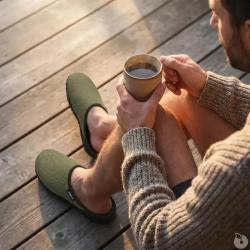 Chaussons mules r&eacute;sille Data pour homme - Kaki 46
