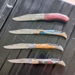 Lot de 4 Couteaux Pliants Type Laguiole - Divers Manches Stamina Wood