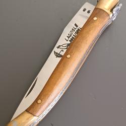 ANCIEN COUTEAU LAGUIOLE, ROSSIGNOL PARAPLUIE &Agrave; L'&Eacute;PREUVE, THIERS, XX&egrave;me, manche BOIS, guilloch&eacute;