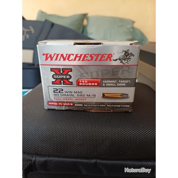 Boite 150 cartouches 22win mag superx winchester