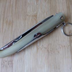 Couteau pliant mod&egrave;le "YATAGAN" J.MONGIN Nogent corne blonde 14CM TB ETAT