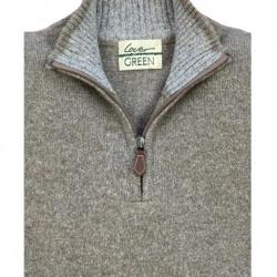 DESTOCKAGE - Pull laine col zippe Lovergreen couleur gris