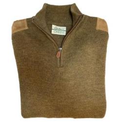 DESTOCKAGE - Pull laine col zippe Lovergreen couleur marron