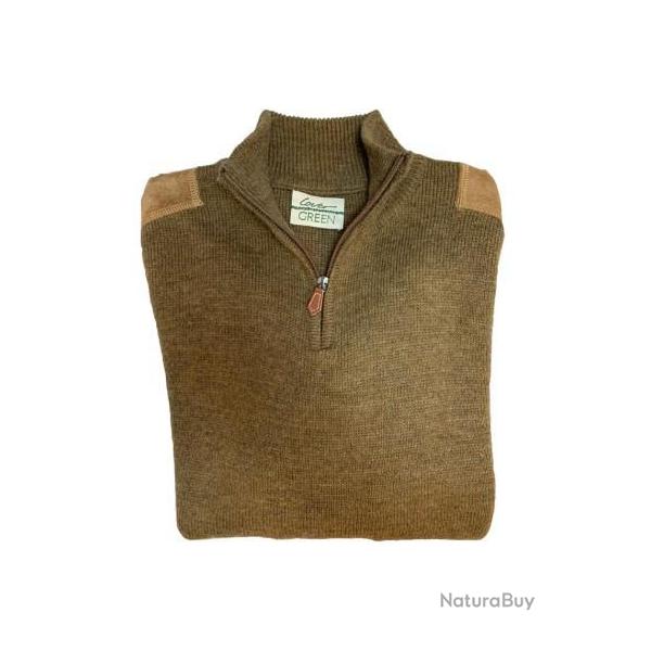 DESTOCKAGE - Pull laine col zippe Lovergreen couleur marron